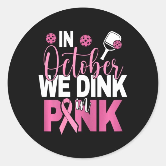 Pickleball - In oktober drinken we in roze Ronde Sticker (Voorkant)