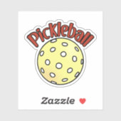 Pickleball in rood met gele bal sticker (Vel)
