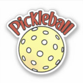 Pickleball in rood met gele bal sticker (Voorkant)