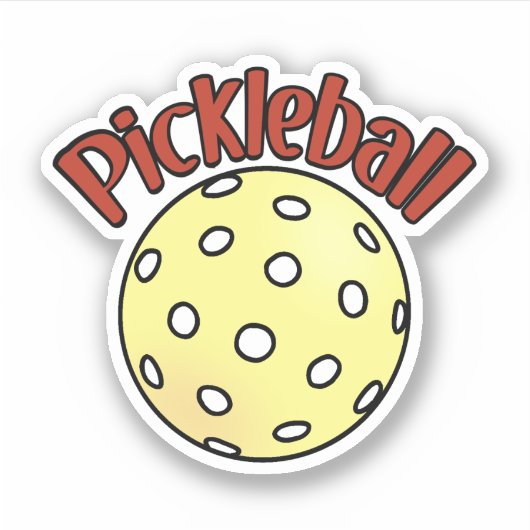Pickleball in rood met gele bal sticker (Voorkant)