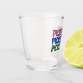 Pickleball in Roze Blauw Groen Typografie Shot Glas (Links)