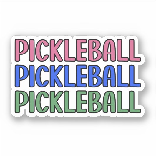 Pickleball in Roze Blauw Groen Typografie Sticker (Voorkant)