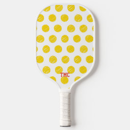 Pickleball Initialen Yellow Polka Dot Sports Paddle