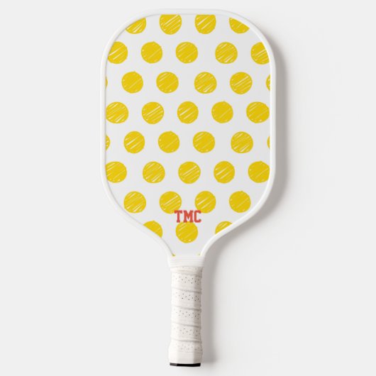 Pickleball Initialen Yellow Polka Dot Sports Pickleball Paddle (Achterkant)