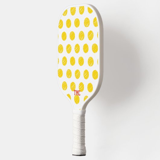 Pickleball Initialen Yellow Polka Dot Sports Pickleball Paddle (Links)