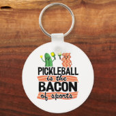 Pickleball is de bacon van de sport Funny Pickleba Sleutelhanger (Voorkant)