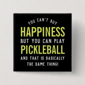 Pickleball is geluk vierkante button 5,1 cm (Voorkant)