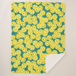 Pickleball is Leven - Geel op Teal  Sherpa Deken