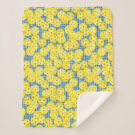 Pickleball is Life - Geel op Donkerblauw Sherpa Deken (Voorkant)