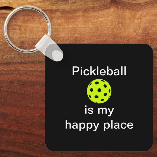 Pickleball is mijn gelukkig pleintje sleutelhanger (Voorkant)
