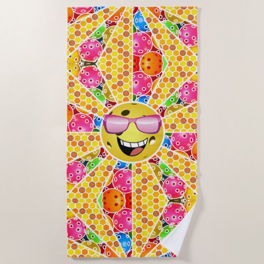 Pickleball is mijn gelukkige plek, glimlachend Pic Strandlaken (Voorkant)