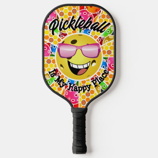 Pickleball is mijn gelukkige plek, kleurrijke graf pickleball paddle (Voorkant)