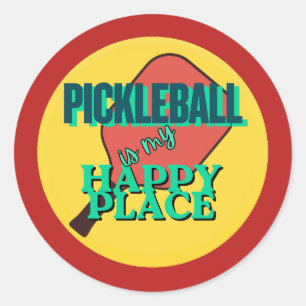 Pickleball is mijn geluksplek humor ronde sticker