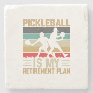 Pickleball Is Mijn Pensioenplan Grappige Picklebal Stenen Onderzetter