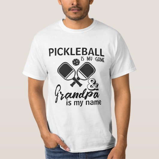 Pickleball is mijn spel Opa is mijn naam grappig T-shirt (Voorkant)