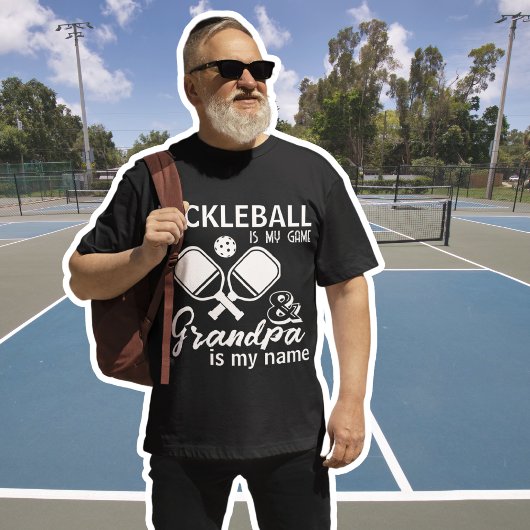 Pickleball is mijn spel opa is mijn naam zwart t-shirt