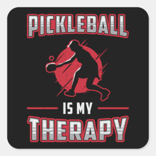 Pickleball is mijn therapie peddel pickleball spel vierkante sticker