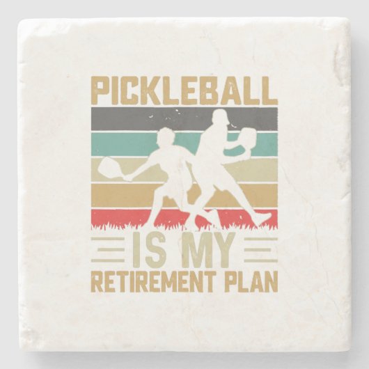 Pickleball is m'n pensioenplan. stenen onderzetter (Voorkant)