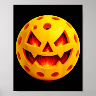 Pickleball Jack O Lantern Pompoen Gezicht Gelukkig Poster