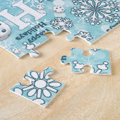 Pickleball Joy Christmas Ho Ho Sneeuwballen Blauw Legpuzzel (Zijkant)