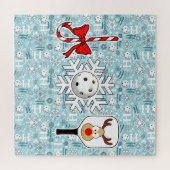 Pickleball Joy Christmas Ho Ho Sneeuwballen Blauw Legpuzzel (Horizontaal)