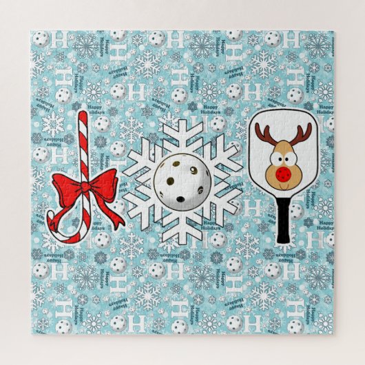 Pickleball Joy Christmas Ho Ho Sneeuwballen Blauw Legpuzzel (Verticaal)