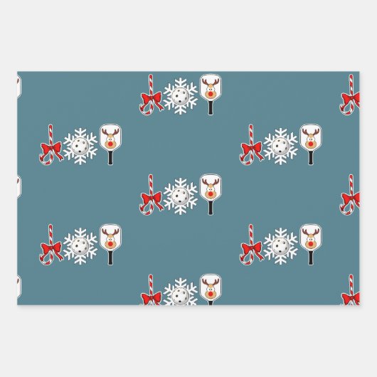 Pickleball Joy Christmas Party Blauw Wit Ornament Inpakpapier Vel (Voorkant 2)