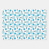 Pickleball Joy Christmas Party Blauw Wit Ornament Inpakpapier Vel (Voorkant)