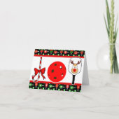 Pickleball Joy Christmas Party Rood Groen op Zwart Feestdagen Kaart (Voorkant)