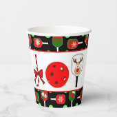 Pickleball Joy Christmas Party Rood Groen op Zwart Papieren Bekers