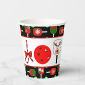 Pickleball Joy Christmas Party Rood Groen op Zwart Papieren Bekers