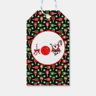 Pickleball Joy Christmas Party Rood Groen Zwart Cadeaulabel