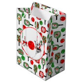 Pickleball Joy Christmas Party Rood Groen Zwart Medium Cadeauzakje (Voorkant Gekanteld)