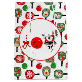Pickleball Joy Christmas Party Rood Groen Zwart Medium Cadeauzakje (Achterkant)