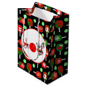 Pickleball Joy Christmas Party Rood Groen Zwart Medium Cadeauzakje (Voorkant Gekanteld)