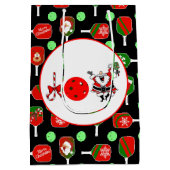 Pickleball Joy Christmas Party Rood Groen Zwart Medium Cadeauzakje (Achterkant)