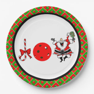 Pickleball Joy Christmas Party Rood Groen Zwart Papieren Bordje