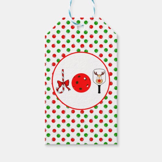 Pickleball Joy Christmas Party Rood Groene Ornamen Cadeaulabel (Voorkant)