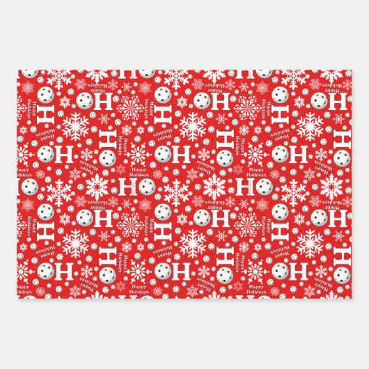 Pickleball Joy Christmas Party Rood Groene Ornamen Inpakpapier Vel (Voorkant 3)