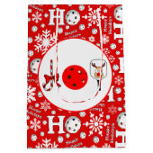 Pickleball Joy Christmas Party Rood Groene Ornamen Medium Cadeauzakje (Achterkant)
