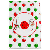 Pickleball Joy Christmas Party Rood Groene Ornamen Medium Cadeauzakje (Achterkant)