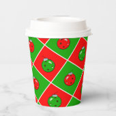 Pickleball Joy Christmas Party Rood Groene Ornamen Papieren Bekers (Achterkant)