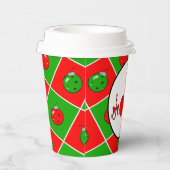 Pickleball Joy Christmas Party Rood Groene Ornamen Papieren Bekers (Rechts)
