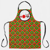 Pickleball Joy Christmas Party Rood Groene Ornamen Schort (Voorkant)