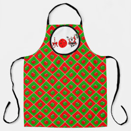 Pickleball Joy Christmas Party Rood Groene Ornamen Schort