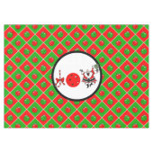 Pickleball Joy Christmas Party Rood Groene Ornamen Tafelkleed (Voorkant (Horizontaal))