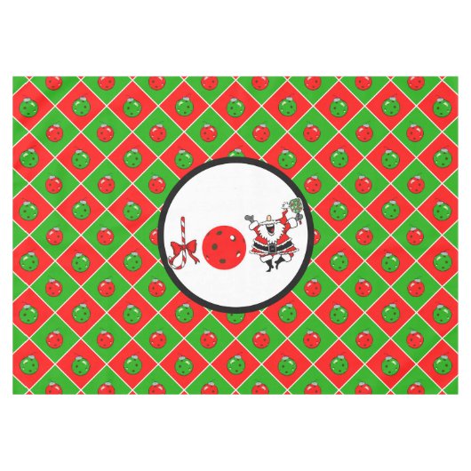 Pickleball Joy Christmas Party Rood Groene Ornamen Tafelkleed (Voorkant (Horizontaal))