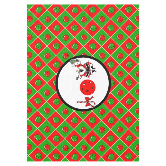 Pickleball Joy Christmas Party Rood Groene Ornamen Tafelkleed (Voorkant)