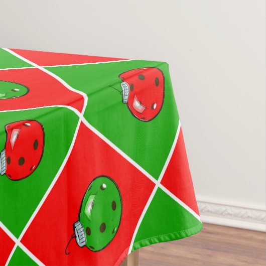Pickleball Joy Christmas Party Rood Groene Ornamen Tafelkleed (Voorbeeld)