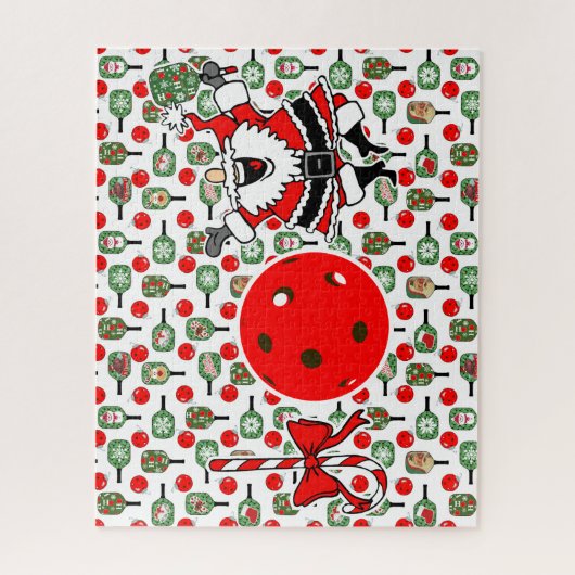 Pickleball Joy Christmas Santa Paddles rood groen Legpuzzel (Verticaal)